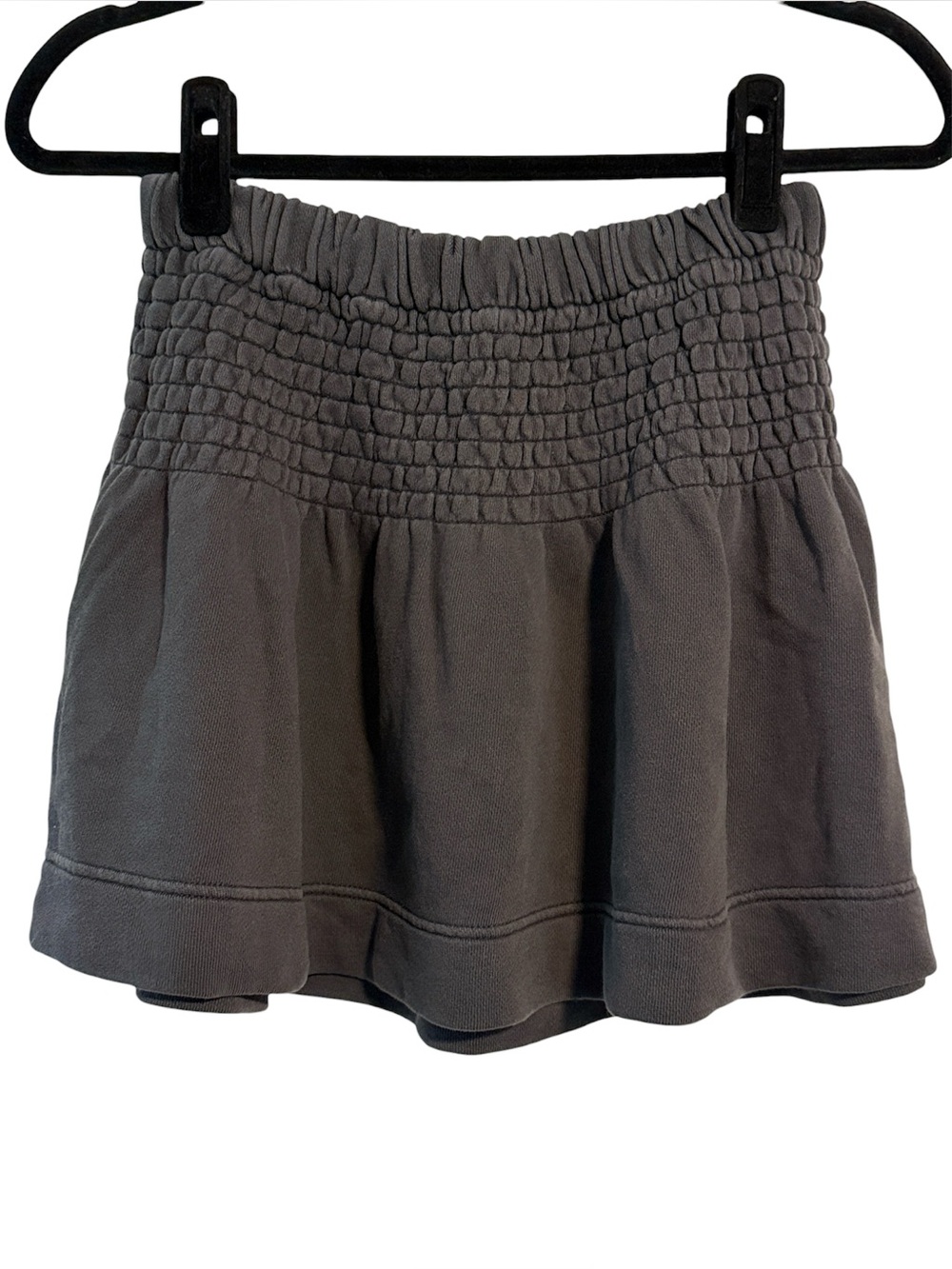 Aerie Dark Grey Smocked Waist Mini Skirt NWT